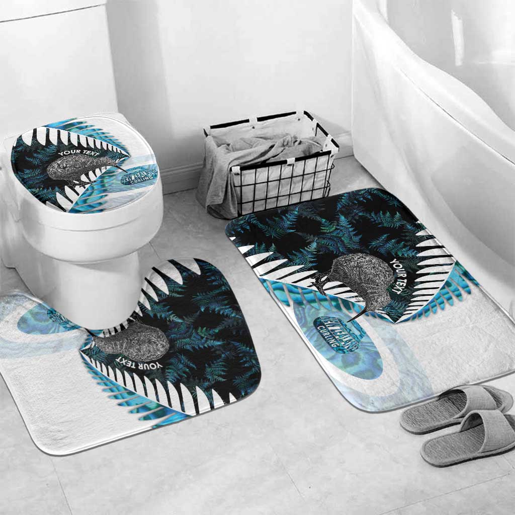 New Zealand Silver Fern Curling Personalised Bathroom Set Aotearoa Kiwi Ponga Paua Shell Version - Polynesian Pride
