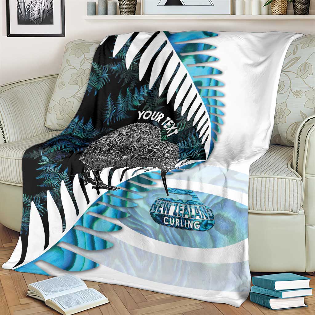 New Zealand Silver Fern Curling Personalised Blanket Aotearoa Kiwi Ponga Paua Shell Version - Polynesian Pride