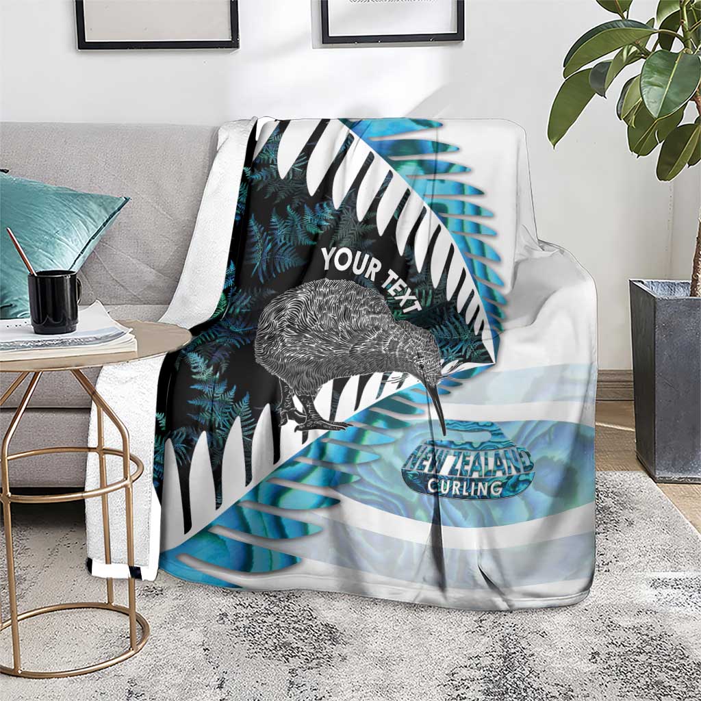 New Zealand Silver Fern Curling Personalised Blanket Aotearoa Kiwi Ponga Paua Shell Version - Polynesian Pride