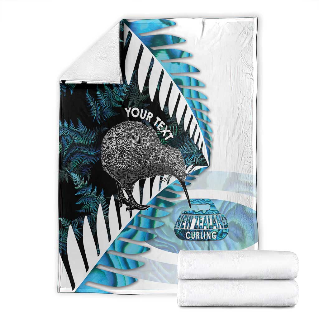 New Zealand Silver Fern Curling Personalised Blanket Aotearoa Kiwi Ponga Paua Shell Version - Polynesian Pride