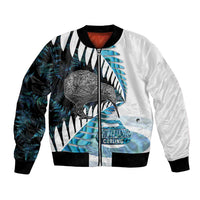New Zealand Silver Fern Curling Personalised Bomber Jacket Aotearoa Kiwi Ponga Paua Shell Version - Polynesian Pride