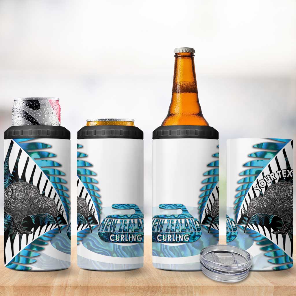 New Zealand Silver Fern Curling Personalised 4 in 1 Can Cooler Tumbler Aotearoa Kiwi Ponga Paua Shell Version - Polynesian Pride