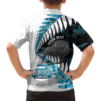 New Zealand Silver Fern Curling Personalised Family Matching Puletasi and Hawaiian Shirt Aotearoa Kiwi Ponga Paua Shell Version LT14 - Polynesian Pride