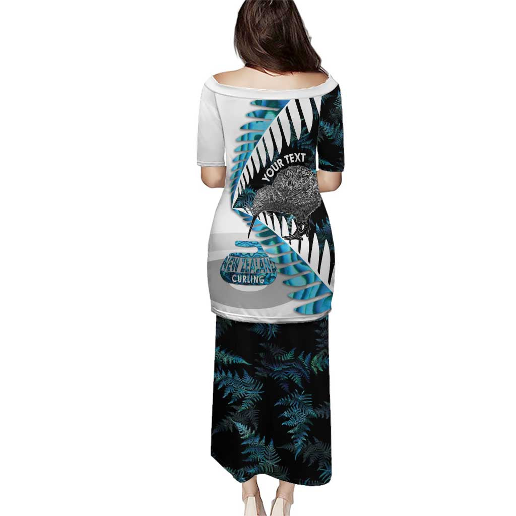 New Zealand Silver Fern Curling Personalised Family Matching Puletasi and Hawaiian Shirt Aotearoa Kiwi Ponga Paua Shell Version LT14 - Polynesian Pride