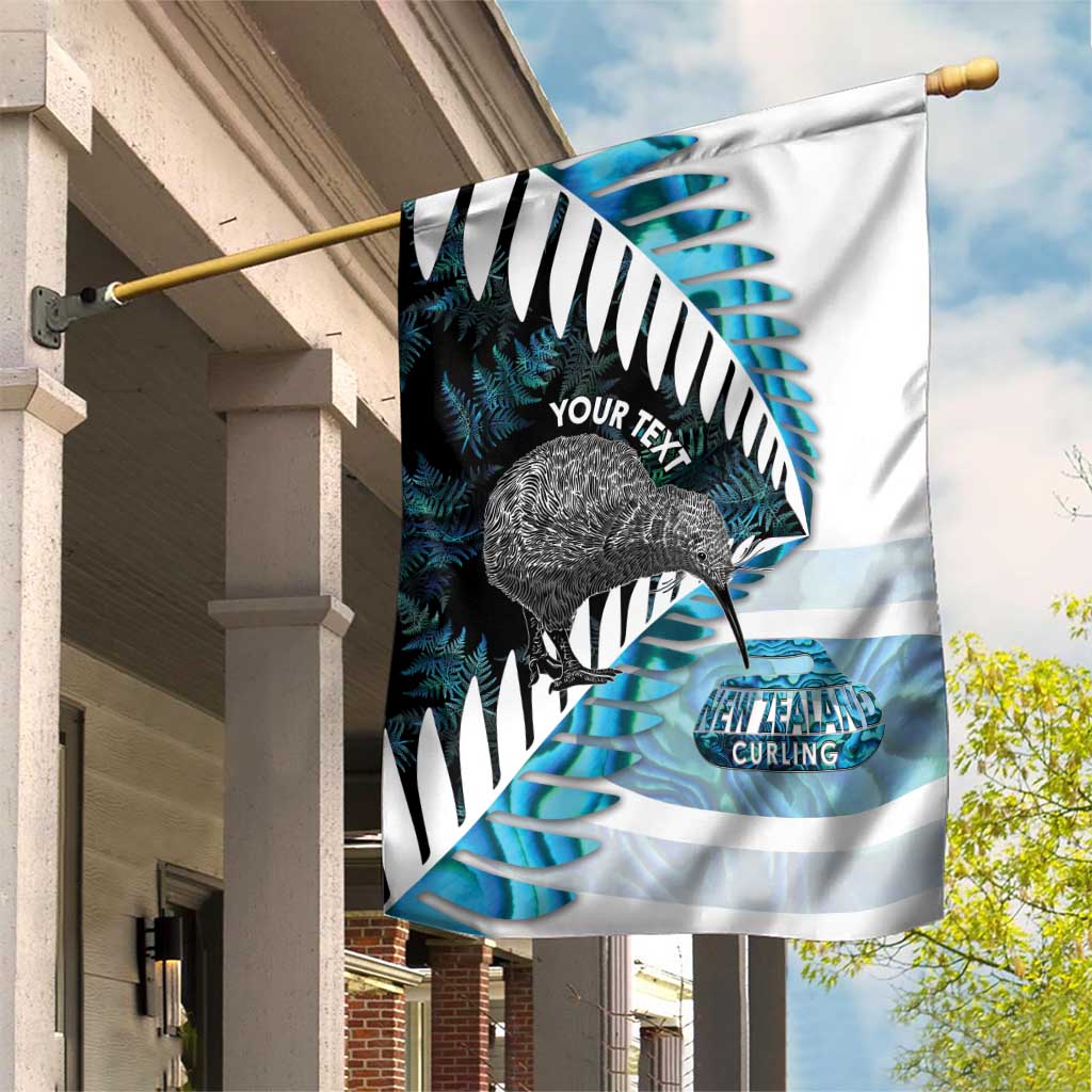 New Zealand Silver Fern Curling Personalised Garden Flag Aotearoa Kiwi Ponga Paua Shell Version - Polynesian Pride
