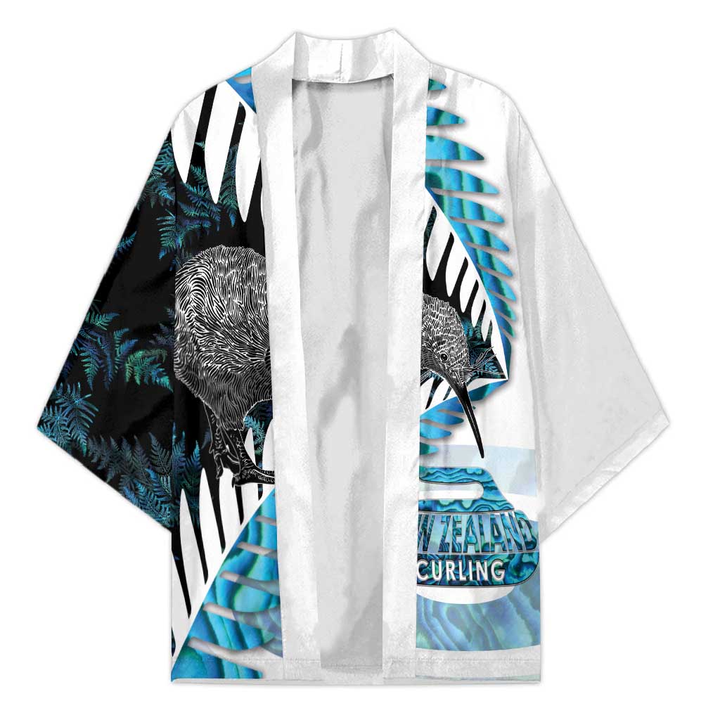 New Zealand Silver Fern Curling Personalised Kimono Aotearoa Kiwi Ponga Paua Shell Version - Polynesian Pride
