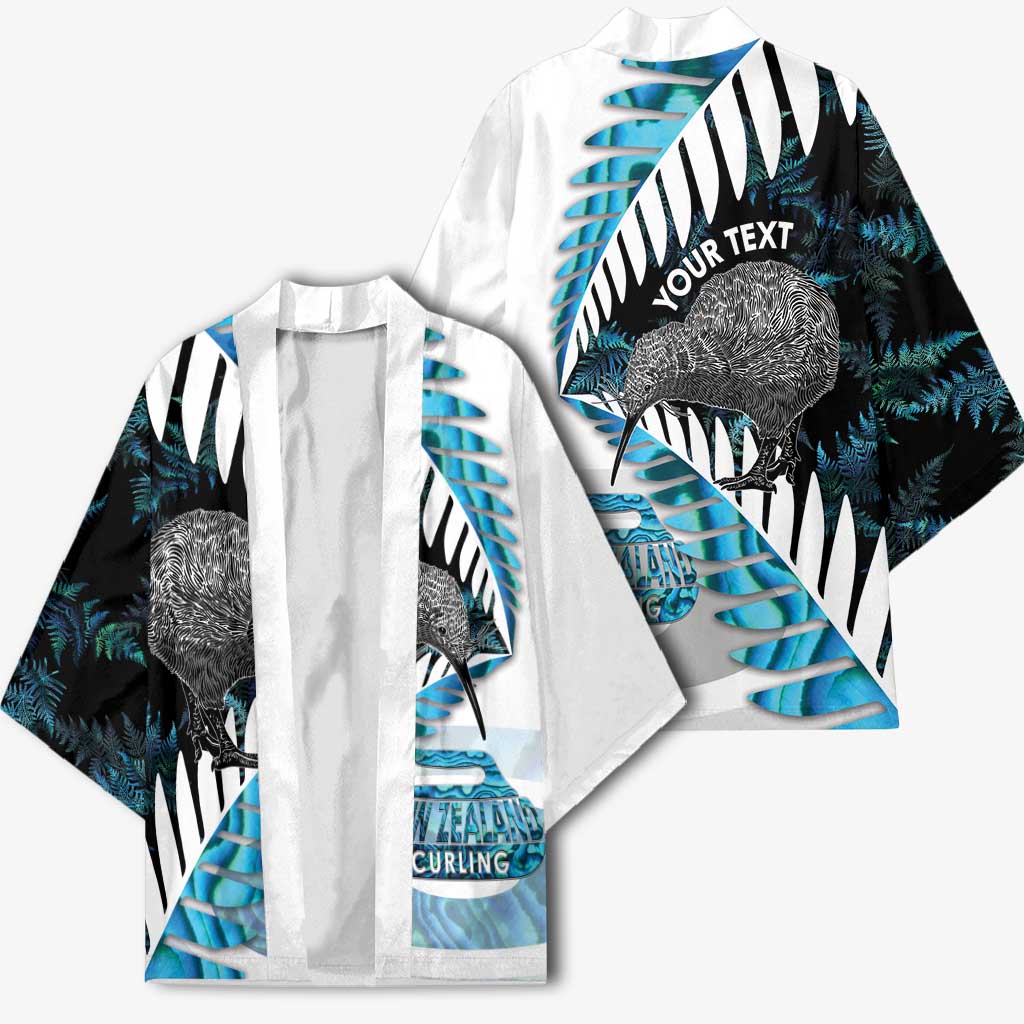 New Zealand Silver Fern Curling Personalised Kimono Aotearoa Kiwi Ponga Paua Shell Version - Polynesian Pride