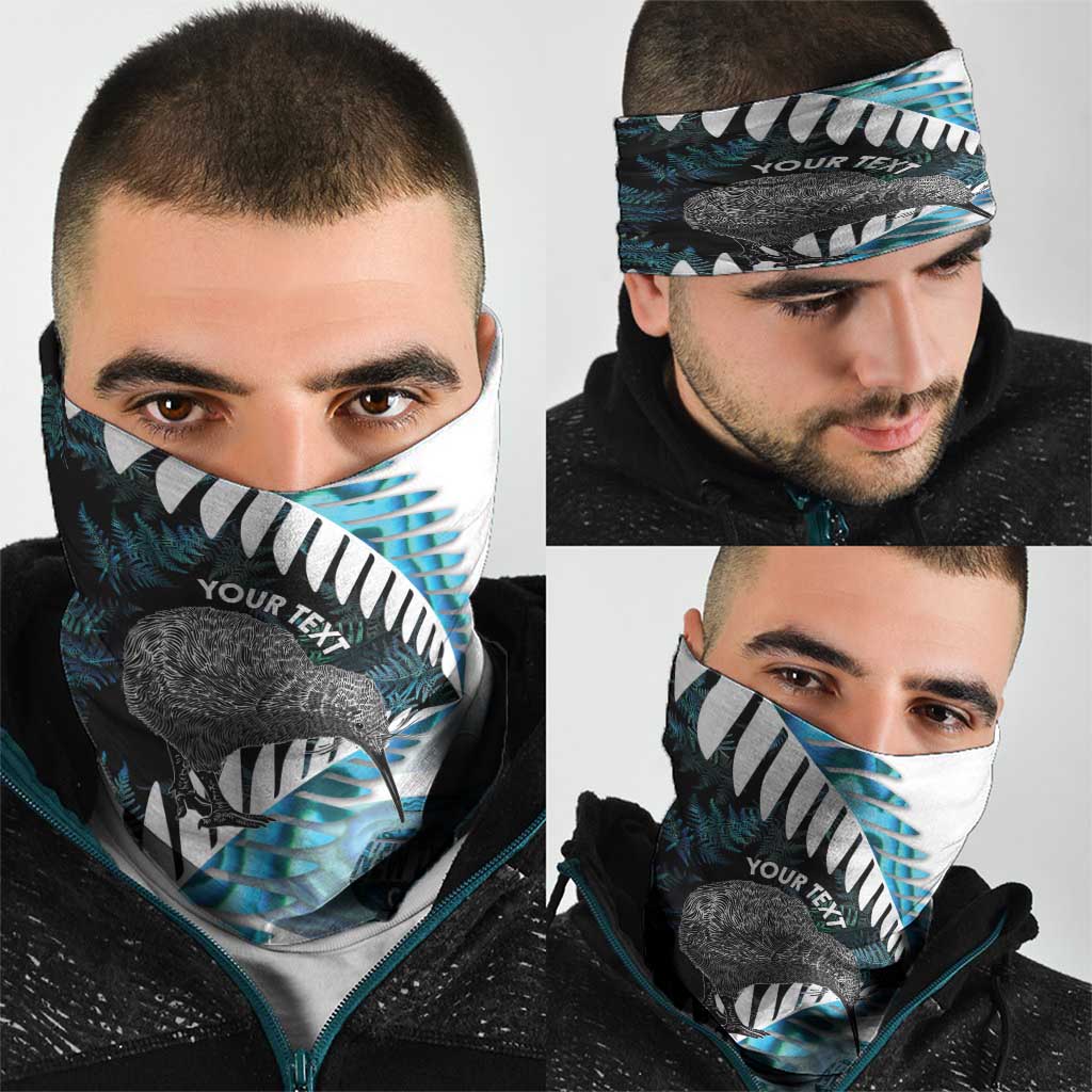 New Zealand Silver Fern Curling Personalised Neck Gaiter Aotearoa Kiwi Ponga Paua Shell Version - Polynesian Pride