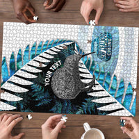 New Zealand Silver Fern Curling Personalised Puzzle Aotearoa Kiwi Ponga Paua Shell Version - Polynesian Pride