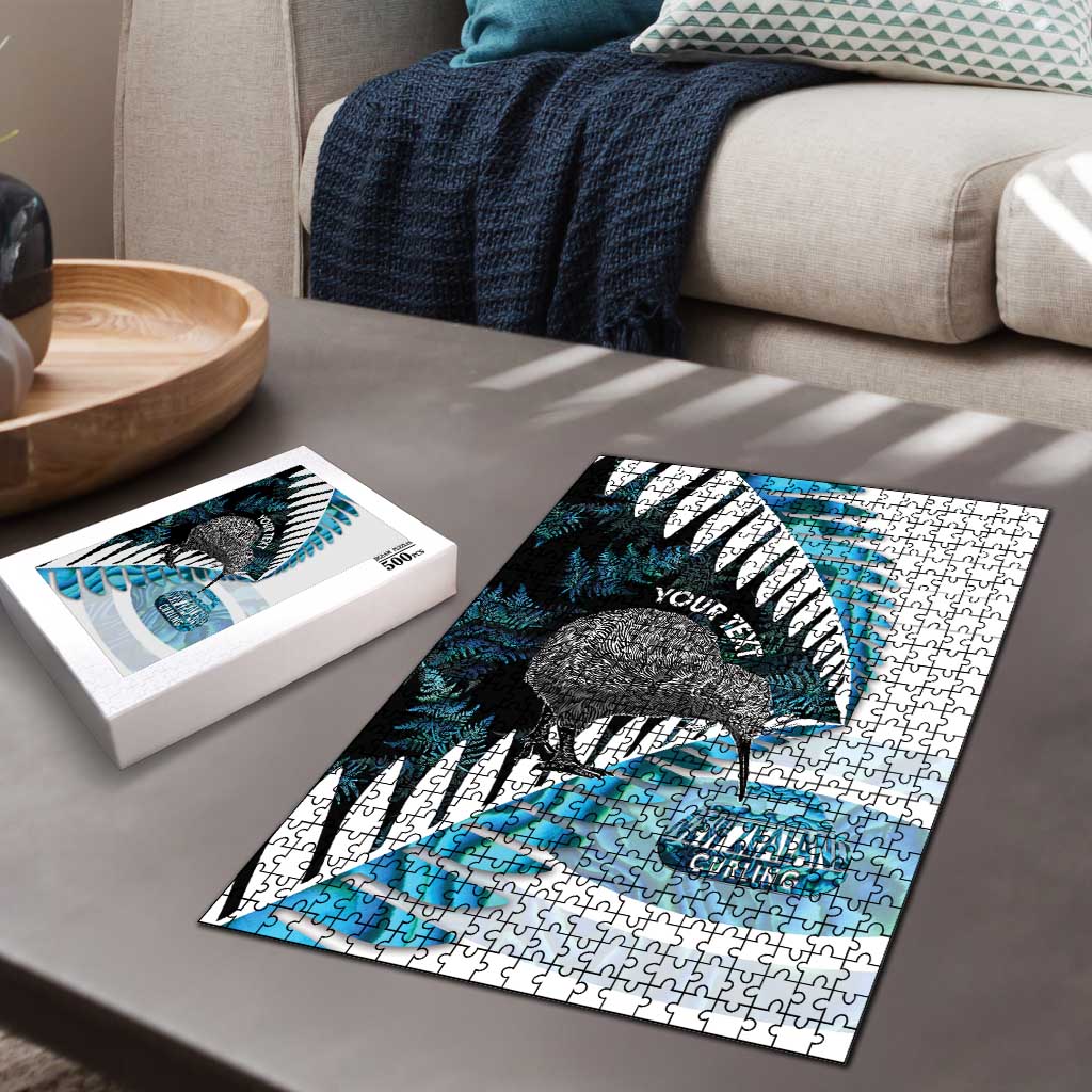New Zealand Silver Fern Curling Personalised Puzzle Aotearoa Kiwi Ponga Paua Shell Version - Polynesian Pride