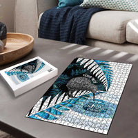 New Zealand Silver Fern Curling Personalised Puzzle Aotearoa Kiwi Ponga Paua Shell Version - Polynesian Pride