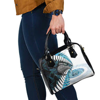 New Zealand Silver Fern Curling Personalised Shoulder Handbag Aotearoa Kiwi Ponga Paua Shell Version - Polynesian Pride