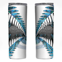 New Zealand Silver Fern Curling Personalised Skinny Tumbler Aotearoa Kiwi Ponga Paua Shell Version - Polynesian Pride