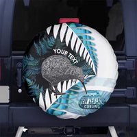 New Zealand Silver Fern Curling Personalised Spare Tire Cover Aotearoa Kiwi Ponga Paua Shell Version - Polynesian Pride