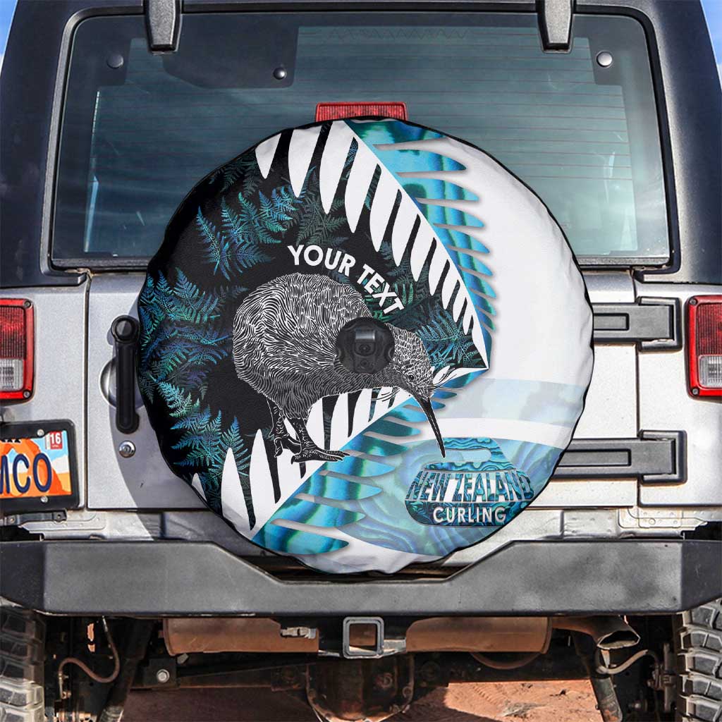 New Zealand Silver Fern Curling Personalised Spare Tire Cover Aotearoa Kiwi Ponga Paua Shell Version - Polynesian Pride