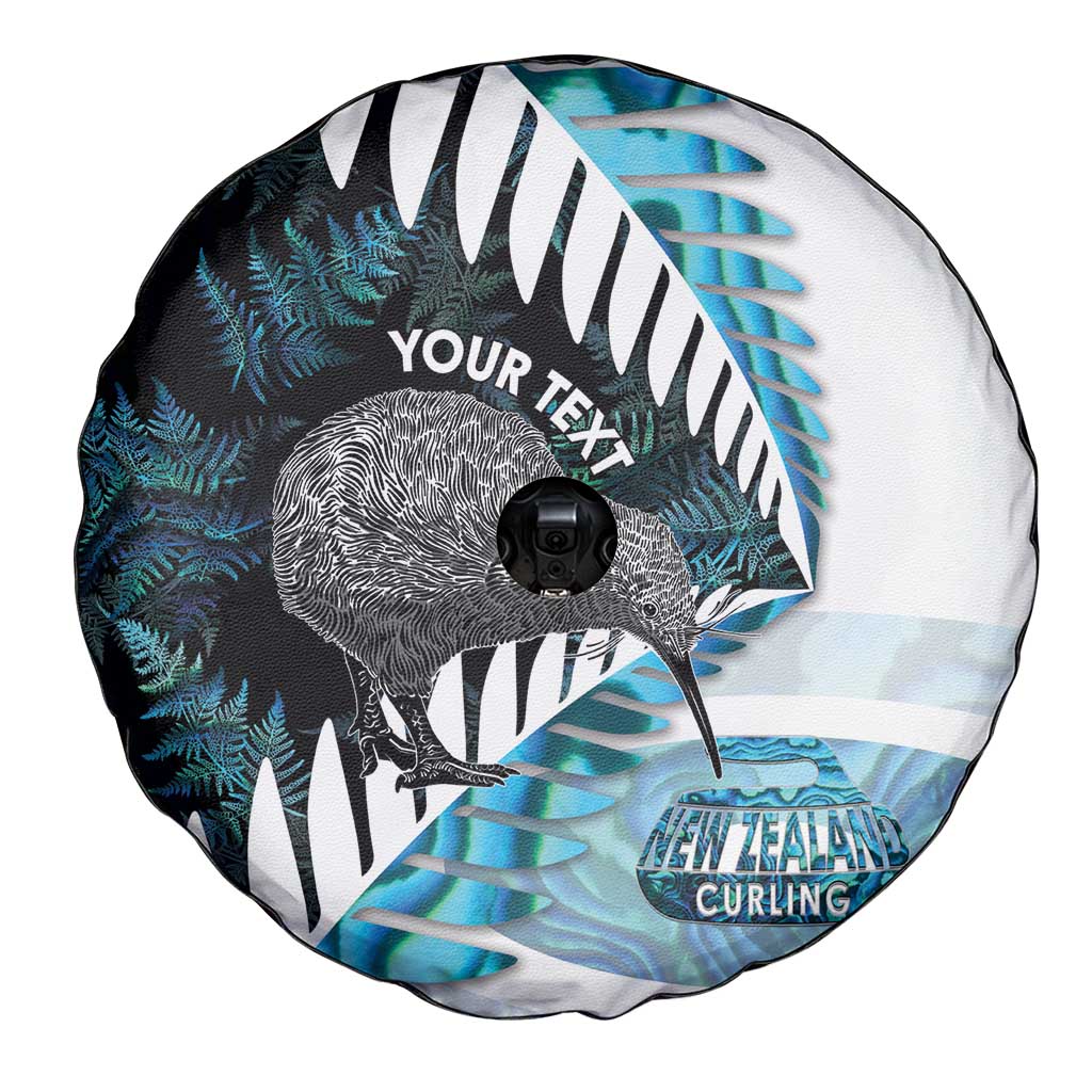 New Zealand Silver Fern Curling Personalised Spare Tire Cover Aotearoa Kiwi Ponga Paua Shell Version - Polynesian Pride