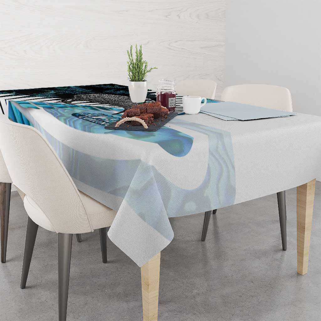New Zealand Silver Fern Curling Personalised Tablecloth Aotearoa Kiwi Ponga Paua Shell Version LT14 - Polynesian Pride