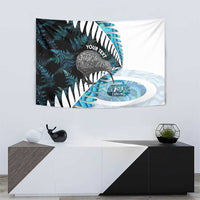 New Zealand Silver Fern Curling Personalised Tapestry Aotearoa Kiwi Ponga Paua Shell Version - Polynesian Pride