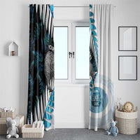 New Zealand Silver Fern Curling Personalised Window Curtain Aotearoa Kiwi Ponga Paua Shell Version - Polynesian Pride