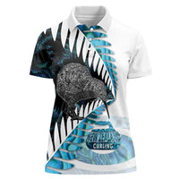 New Zealand Silver Fern Curling Personalised Women Polo Shirt Aotearoa Kiwi Ponga Paua Shell Version - Polynesian Pride