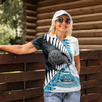 New Zealand Silver Fern Curling Personalised Women Polo Shirt Aotearoa Kiwi Ponga Paua Shell Version - Polynesian Pride
