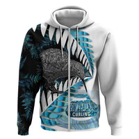 New Zealand Silver Fern Curling Personalised Zip Hoodie Aotearoa Kiwi Ponga Paua Shell Version - Polynesian Pride