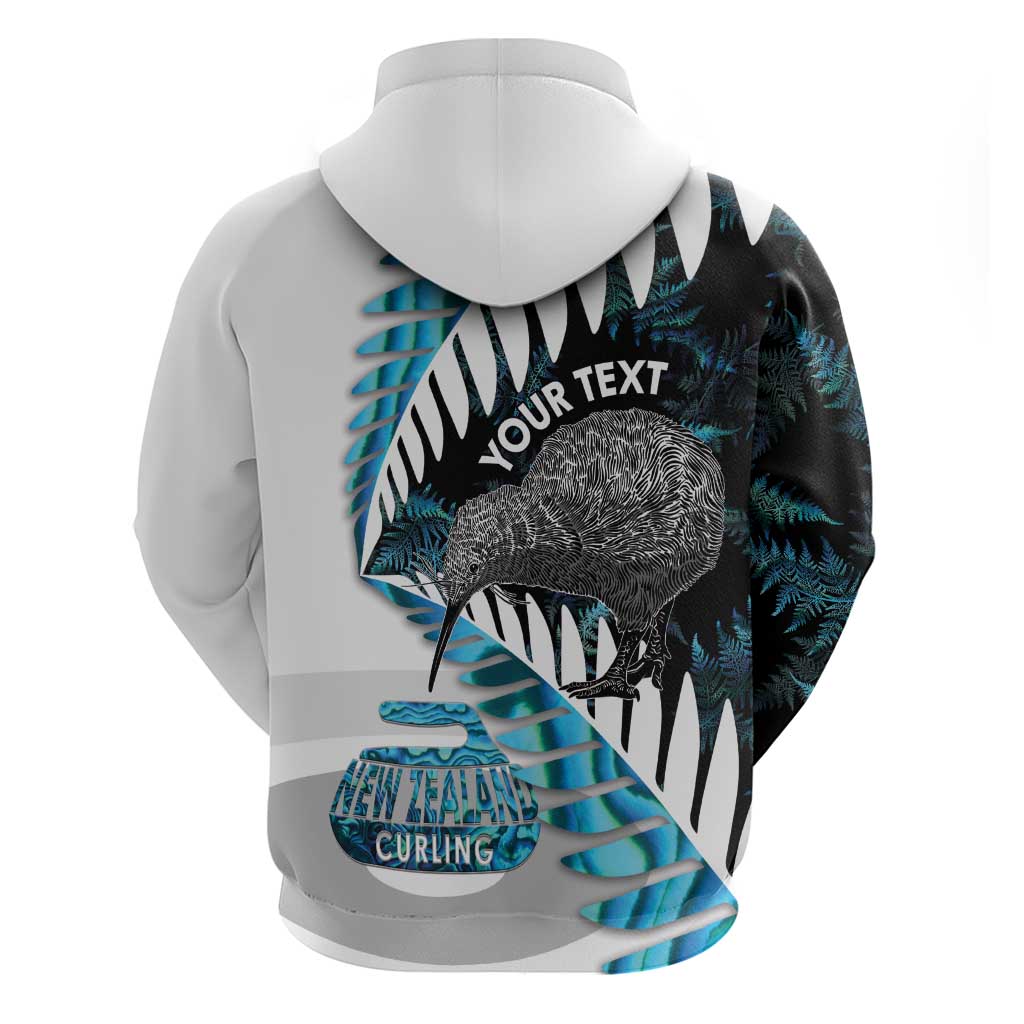 New Zealand Silver Fern Curling Personalised Zip Hoodie Aotearoa Kiwi Ponga Paua Shell Version - Polynesian Pride
