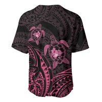 Pink Black Polynesia Floral Sea Turtle Baseball Jersey - Polynesian Pride