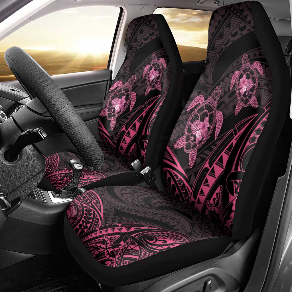Pink Black Polynesia Floral Sea Turtle Car Seat Cover LT14 - Polynesian Pride