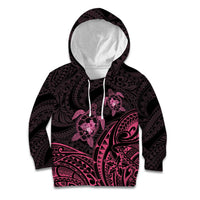 Pink Black Polynesia Floral Sea Turtle Kid Hoodie - Polynesian Pride