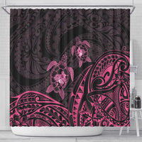 Pink Black Polynesia Floral Sea Turtle Shower Curtain - Polynesian Pride