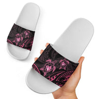 Pink Black Polynesia Floral Sea Turtle Slide Sandals - Polynesian Pride