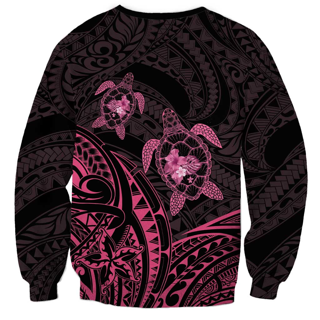 Pink Black Polynesia Floral Sea Turtle Sweatshirt - Polynesian Pride
