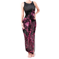 Pink Black Polynesia Floral Sea Turtle Tank Maxi Dress - Polynesian Pride
