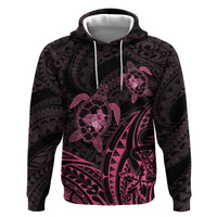 Pink Black Polynesia Floral Sea Turtle Zip Hoodie - Polynesian Pride