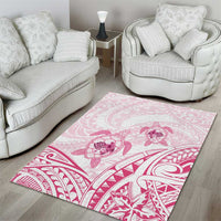 Pink White Polynesia Floral Sea Turtle Area Rug - Polynesian Pride