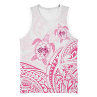 Pink White Polynesia Floral Sea Turtle Basketball Jersey - Polynesian Pride