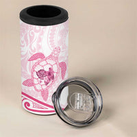 Pink White Polynesia Floral Sea Turtle 4 in 1 Can Cooler Tumbler - Polynesian Pride