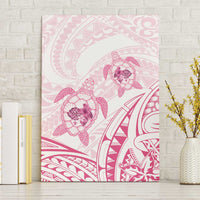 Pink White Polynesia Floral Sea Turtle Canvas Wall Art - Polynesian Pride