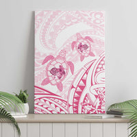 Pink White Polynesia Floral Sea Turtle Canvas Wall Art - Polynesian Pride