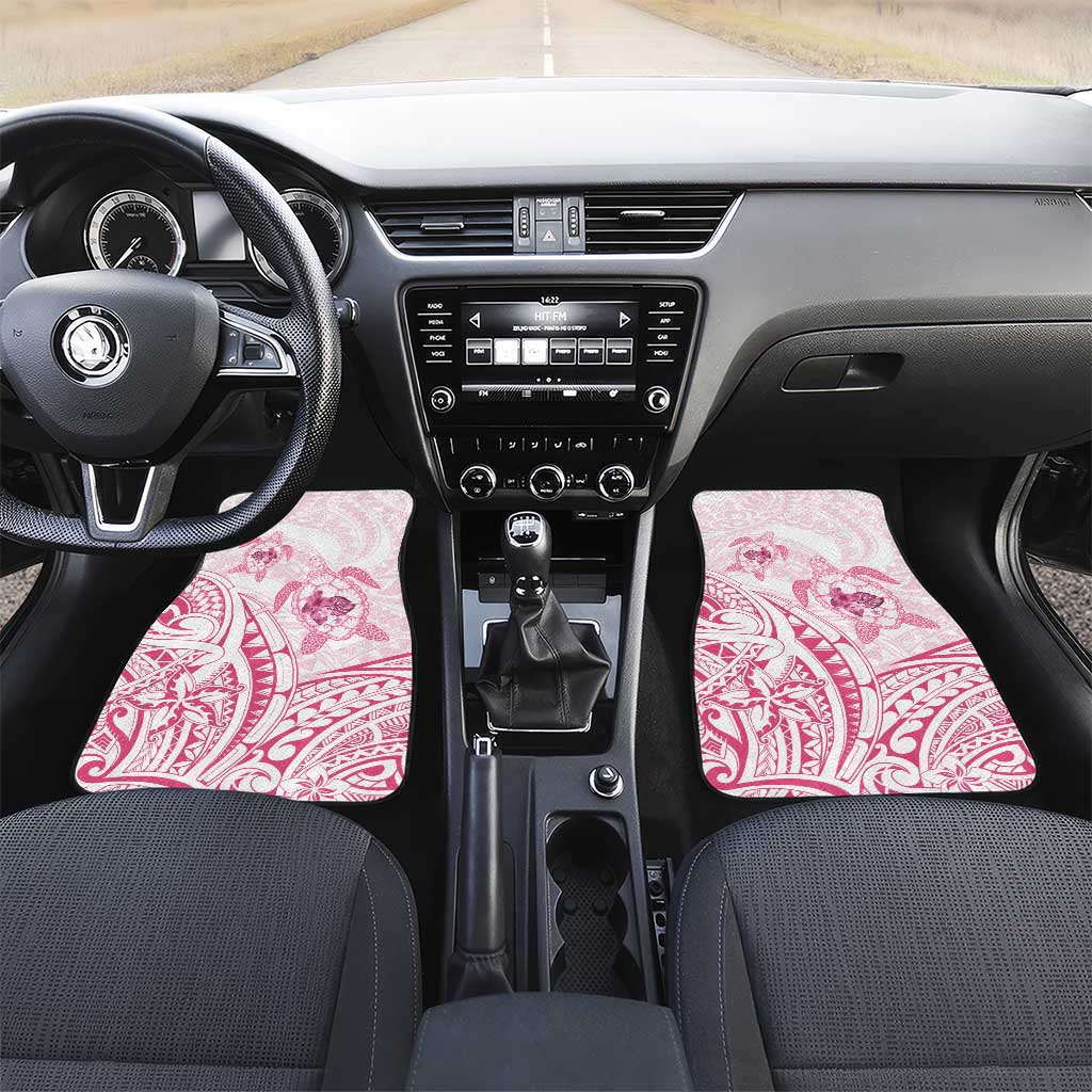 Pink White Polynesia Floral Sea Turtle Car Mats - Polynesian Pride