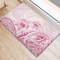 Pink White Polynesia Floral Sea Turtle Rubber Doormat - Polynesian Pride