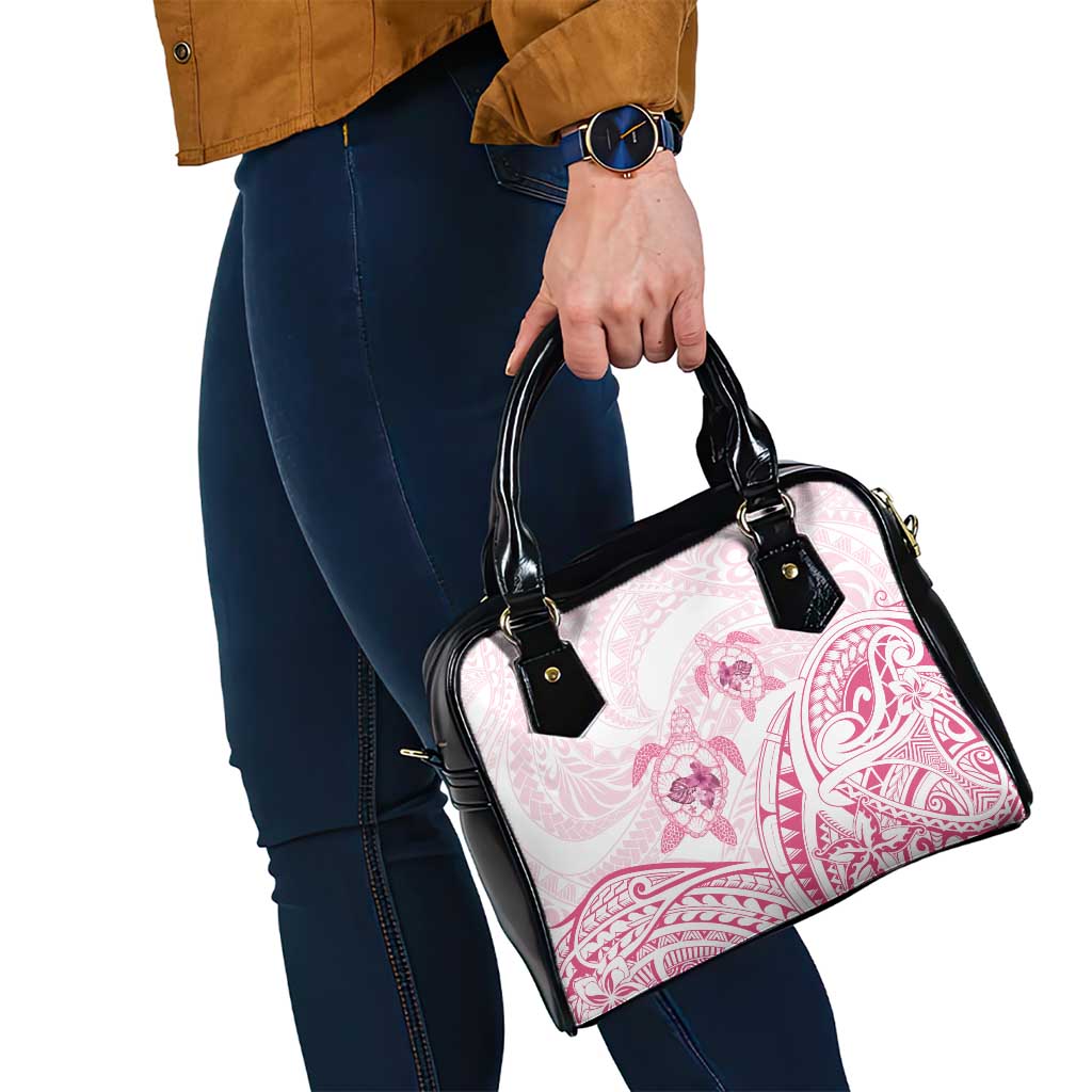 Pink White Polynesia Floral Sea Turtle Shoulder Handbag - Polynesian Pride
