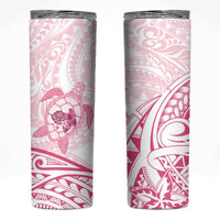 Pink White Polynesia Floral Sea Turtle Skinny Tumbler - Polynesian Pride