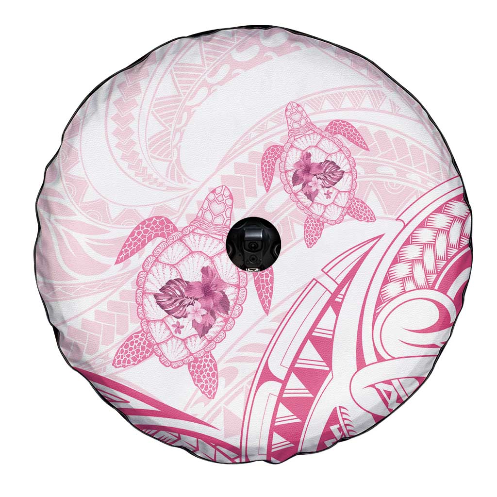 Pink White Polynesia Floral Sea Turtle Spare Tire Cover - Polynesian Pride
