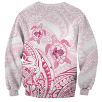 Pink White Polynesia Floral Sea Turtle Sweatshirt - Polynesian Pride