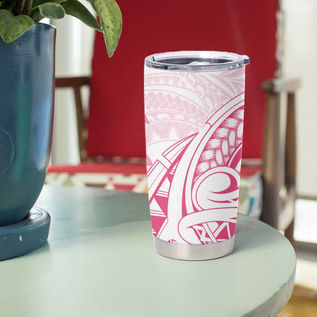 Pink White Polynesia Floral Sea Turtle Tumbler Cup - Polynesian Pride