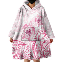 Pink White Polynesia Floral Sea Turtle Wearable Blanket Hoodie LT14 - Polynesian Pride