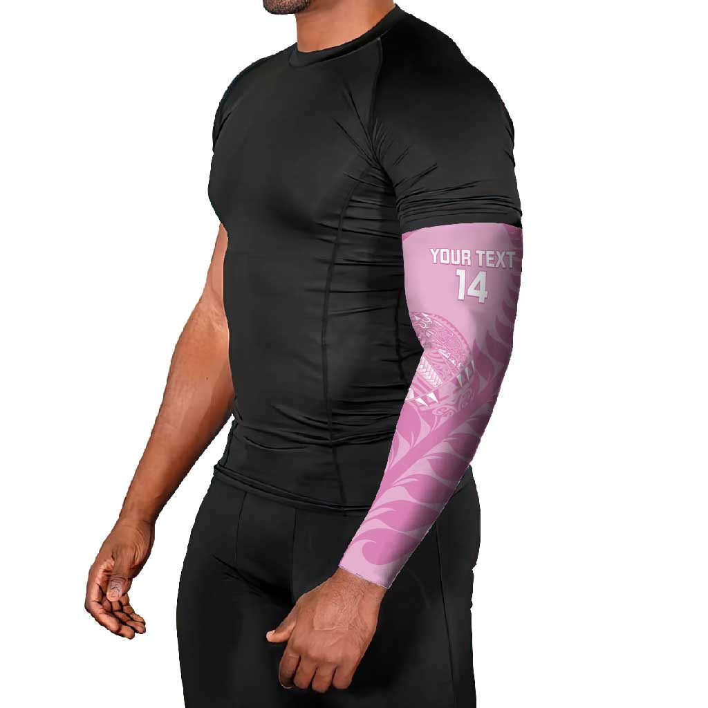 Custom New Zealand Silver Fern Rugby 2025 Arm Sleeves All Black Aotearoa Maori Pink - Polynesian Pride