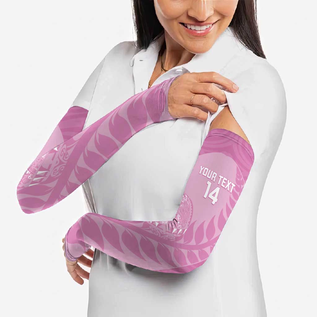Custom New Zealand Silver Fern Rugby 2025 Arm Sleeves All Black Aotearoa Maori Pink - Polynesian Pride